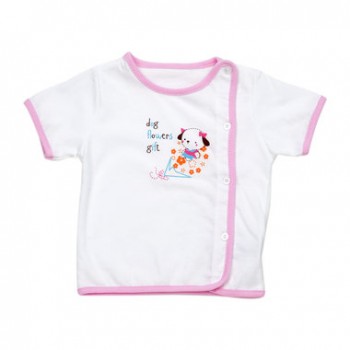 Áo Sơ Sinh Baby Mommy Tay Ngắn Nút Xéo In Hình Trắng Viền Hồng Size 2 aln0009.2