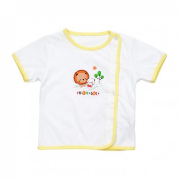 Áo Sơ Sinh Baby Mommy Tay Ngắn Nút Xéo In Hình Trắng Viền Vàng Size 1 aln0009.1