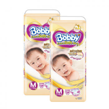 Combo 2 Tã Dán Bobby Extra Soft Dry Cao Cấp Size M 34