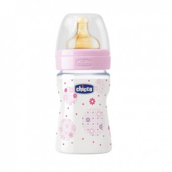 Bình Sữa Chicco Wellbeing Núm Cao Su Hoa Hồng 150ml