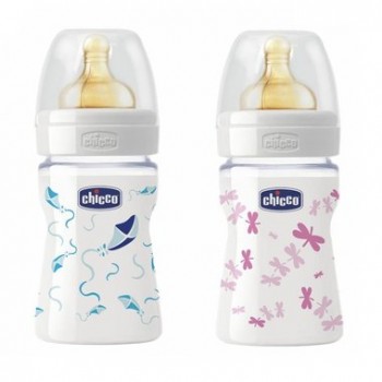 Bình Sữa Thủy Tinh Chicco Núm Cao Su 150ml