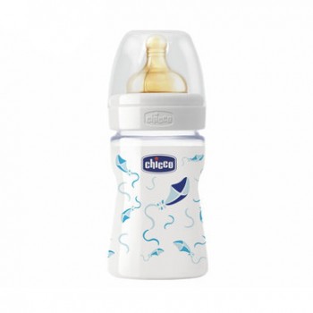 Bình Sữa Thủy Tinh Chicco Núm Cao Su Diều Xanh 150ml