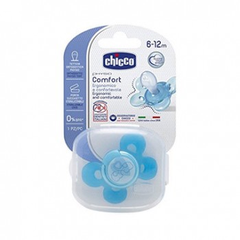 Ty Ngậm Chicco Silicone Physio Comfort Voi Xanh Kèm Hộp ( Bé Từ 6 - 12 Tháng Tuổi) 