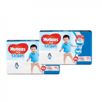 Combo 2 Tã Dán Huggies Dry Jumbo XL 34 Miếng