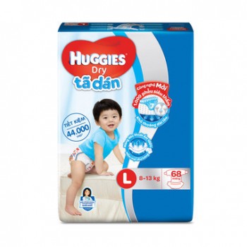 Tã Dán Huggies Dry Super Jumbo L68 Miếng (8-13Kg)