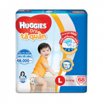 Tã Quần Huggies Dry Pants Super Jumbo L68 Miếng (9-14Kg) 