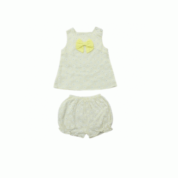 Bộ Nơ Girlyone Hello Baby Hoa Bi Vàng Nhạt  Size 2 Từ 4-6kg (bn0892)