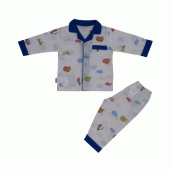 Bộ Pyjamas Bông Dài Bé Trai Màu Xanh Dương Đậm Hello Baby Size 9 Từ 24-26kg(ba0187)