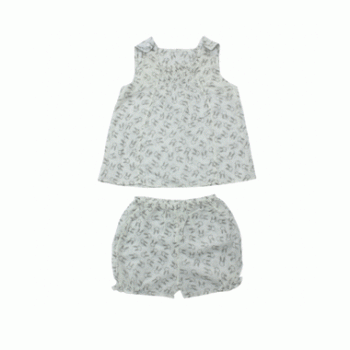 Bộ Sát Nách Bé Gái Cổ Vuông  Trắng Hoa Nhí Hello Baby Size 2 Từ 8-9kg (bn0893)