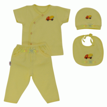Bộ Sơ Sinh Bé Trai Hello Baby Màu Vàng Newborn 2 Từ 3-4kg(bao487)
